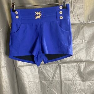 Chic High Waist Women's Shorts in Blue